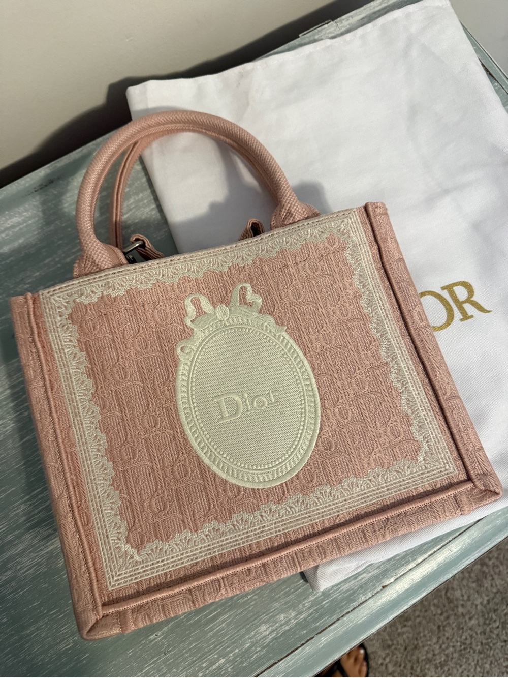 Pink Embroidered Book Tote - Dior - Picture 7 of 11